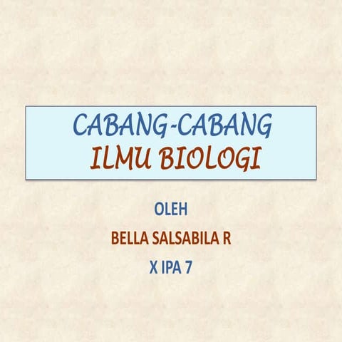 Cabang cabang ilmu biologi  