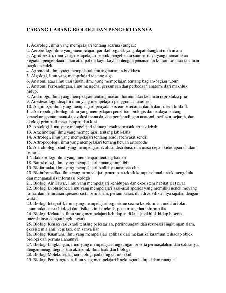 Cabang Ilmu Bio