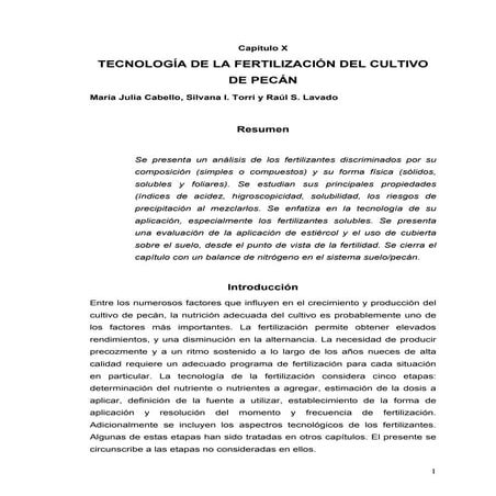  Diagnóstico de la calidad de los suelos y su fertilidad para el pecán.