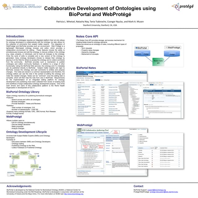 Collaborative Development of Ontologies using  BioPortal and WebProtégé  