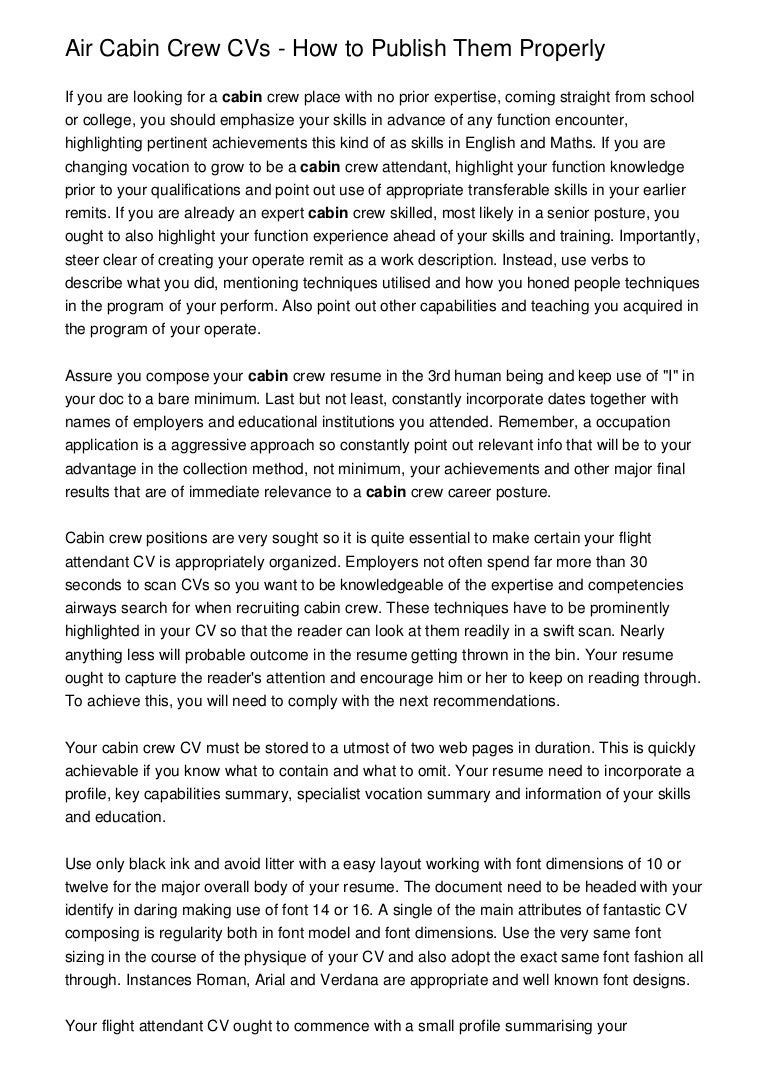 cabin crew cv template