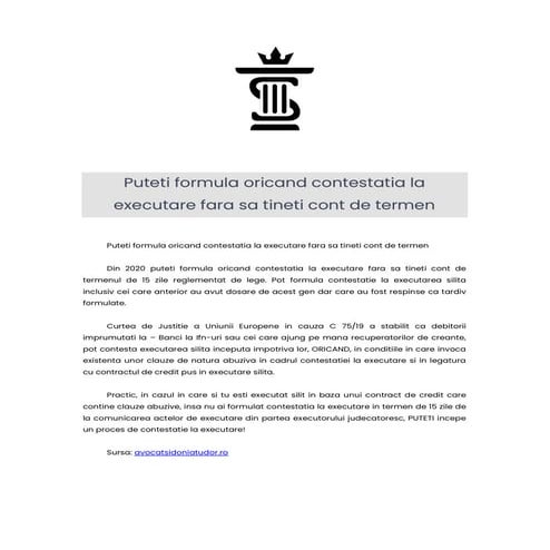 Curated visual reference: Gallery Detail: Puteti Formula Oricand Contestatia La Executare Fara Sa Tineti Cont