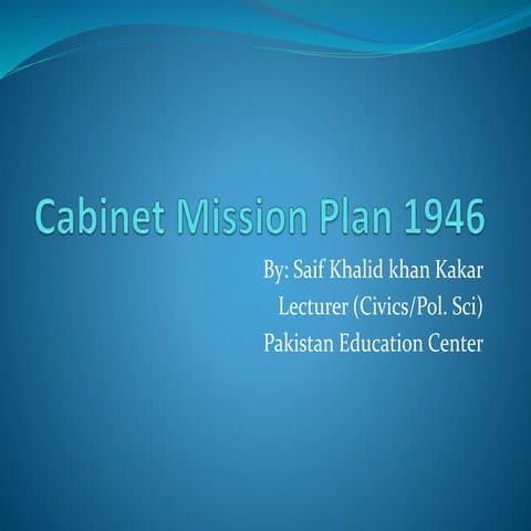 Cabinet mission plan and simla conference