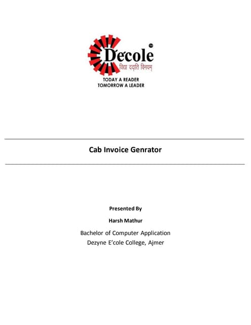 Cab invoice/cab Bill Genrater