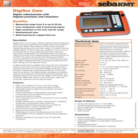 Cable Fault Location Instrument - Street Lighting - SEBA KMT Digiflex