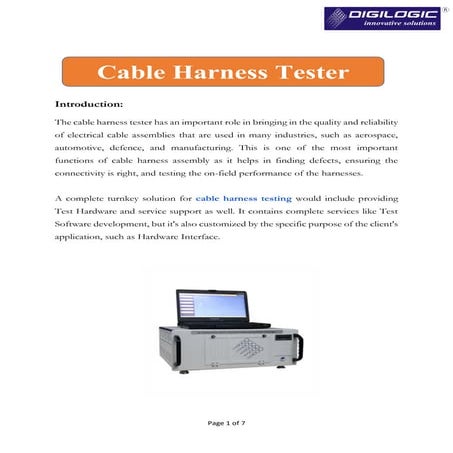 Cable Harness Tester from Digilogic Systems | PDF