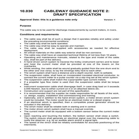Cableway guidance note 2   draft specification