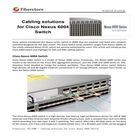 Cabling solutions for cisco nexus 6004 switch