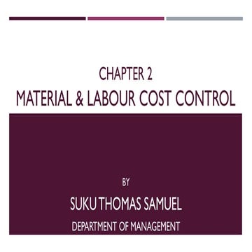 Cost Accounting Material & Labour cost control - Part I