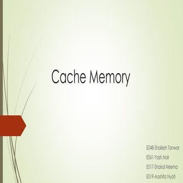 Cache memory | PPT