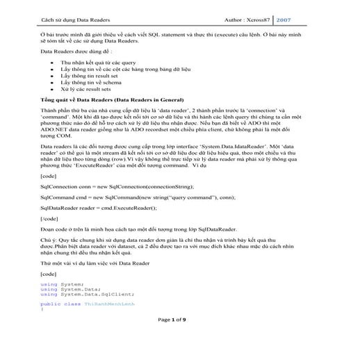 Cach su dung data reader