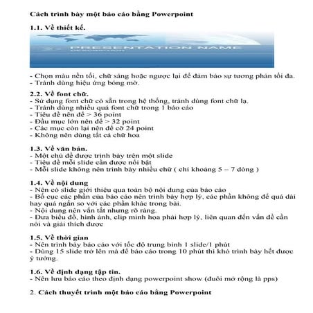 CÁCH TRÌNH BÀY BÀI BÁO CÁO BẰNG POWERPOINT