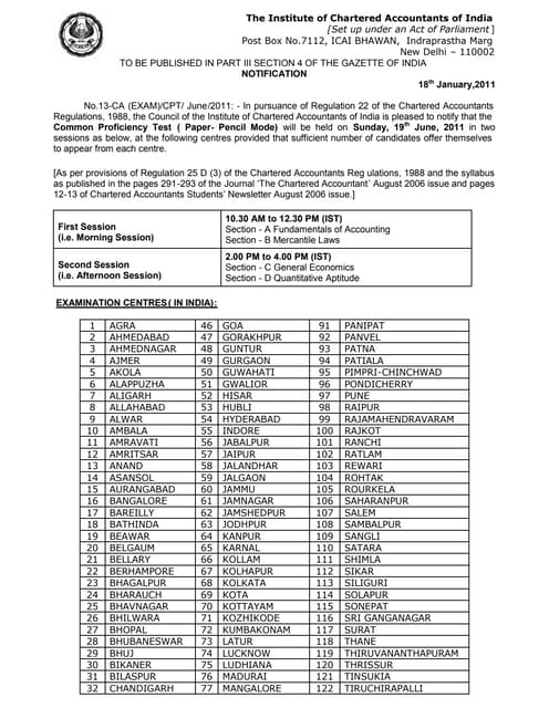 CA CPT June2011 Notification
