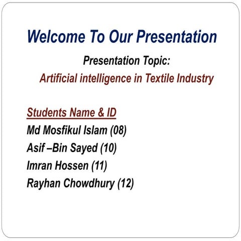 Artificial intelligence in Textile Industry