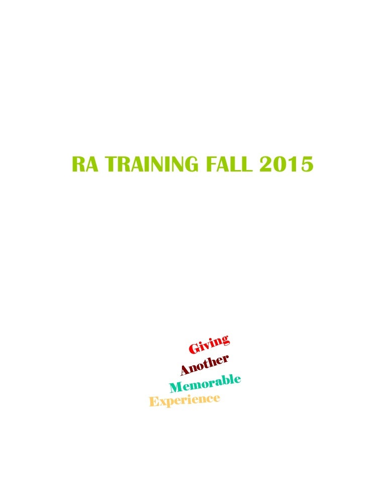 RA Training Schedule Fall 2015