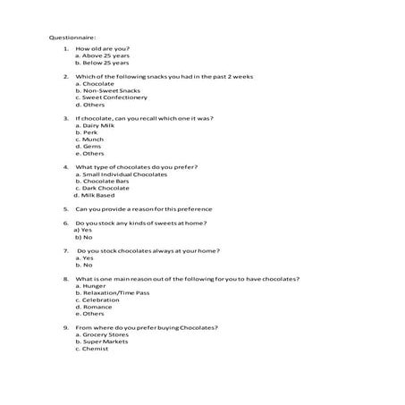 Questionnaire on sweets | DOCX