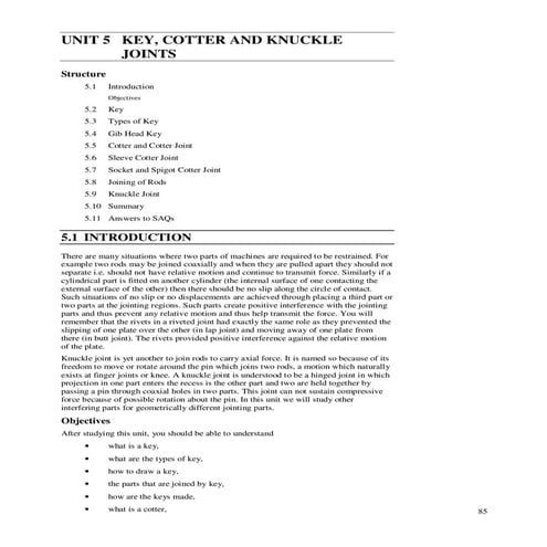 KEY.COTTER AND KNUCKLE JOINTS