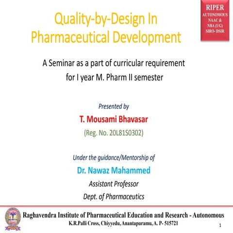 Quality-by-Design in Pharmaceutical Development 