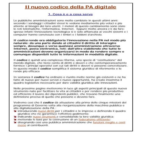 Cad Codice Amministrazione Digitale 2011 sintesi