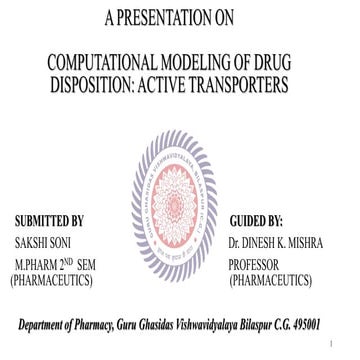 computational modeling of drug disposition in active transport M.pharm 2nd sem P'ceutics