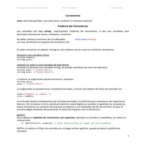 Cadena de caracteres