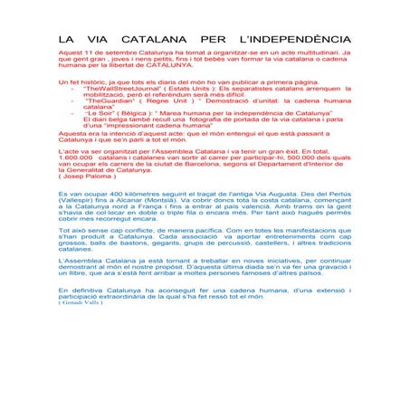 cadena humana per la llibertat de CATALUNYA.