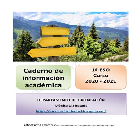 Cuaderno de información académica para 1º ESO