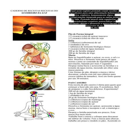 Caderno de receitas do Guerreiro da Luz
