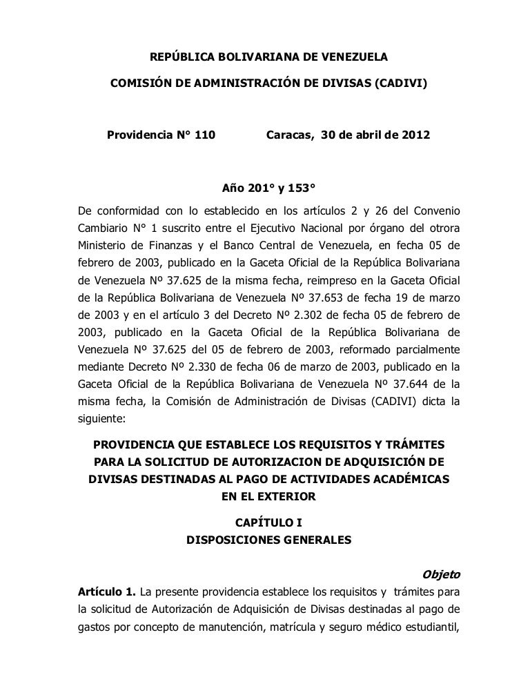 Cadivi estudiantes nueva providencia