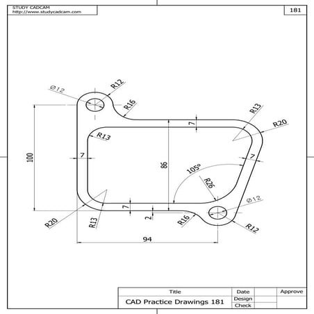 Cad practice drawings 181 189