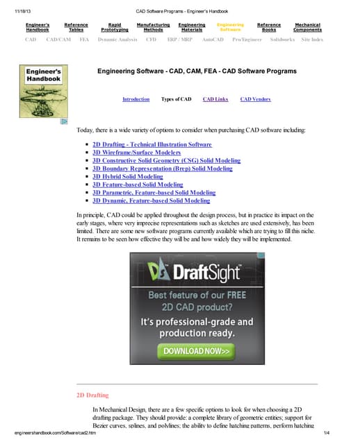 Cad software programs engineer's handbook | PDF | 3-D Graphics ...