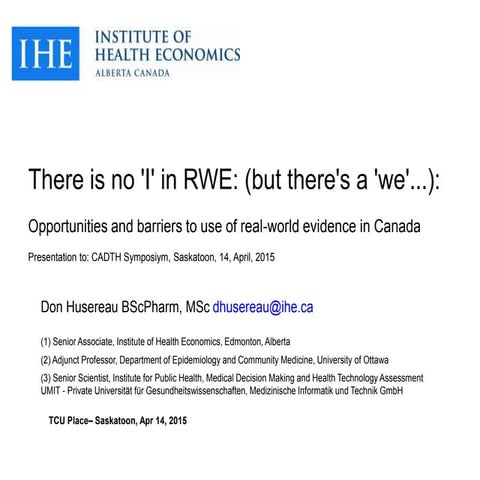 Cadth 2015 e6 husereau rwe cadth