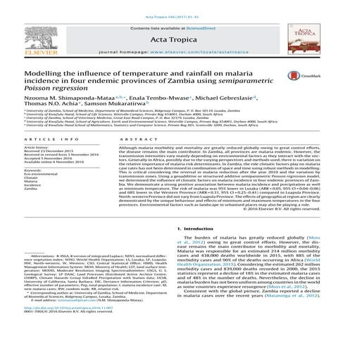 Shimaponda-Mataa_Rainfall Temperature Malaria_1-s2.0-S0001706X16309202-main
