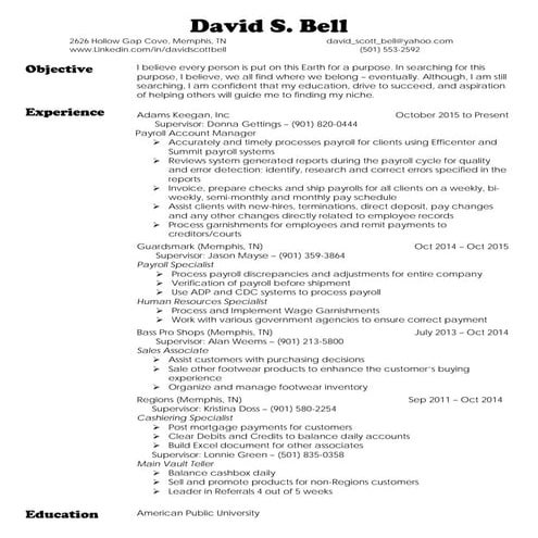 David Bell Resume