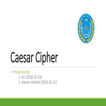 Caesar Cipher.pptx Information Security ppt | PPT