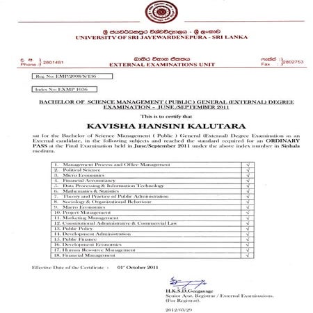 Bsc (Public) Management (External) Degree | PDF