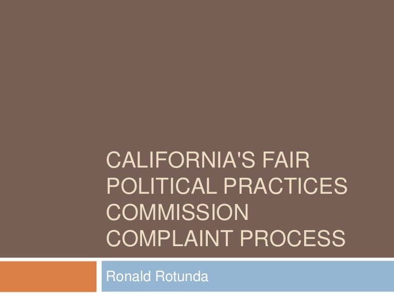 California's Fair Political Practices Commission Complaint Process