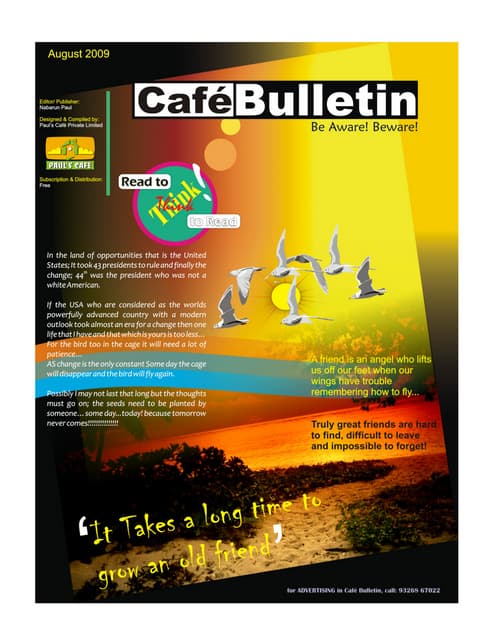Cafe Bulletin   August 2009