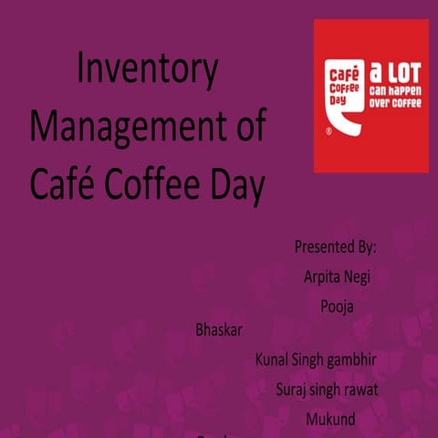  Inventory management of cafe coffee day chain