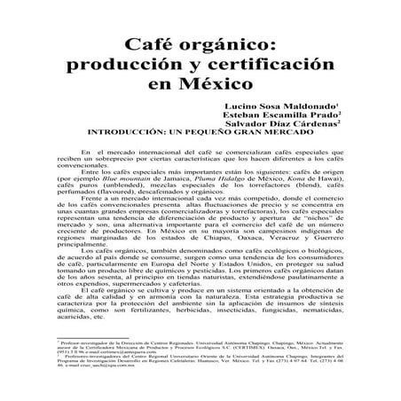 Cafe organico produccion y certificacion en mexico