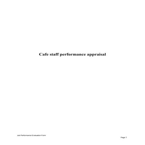 Cafe staff performance appraisal