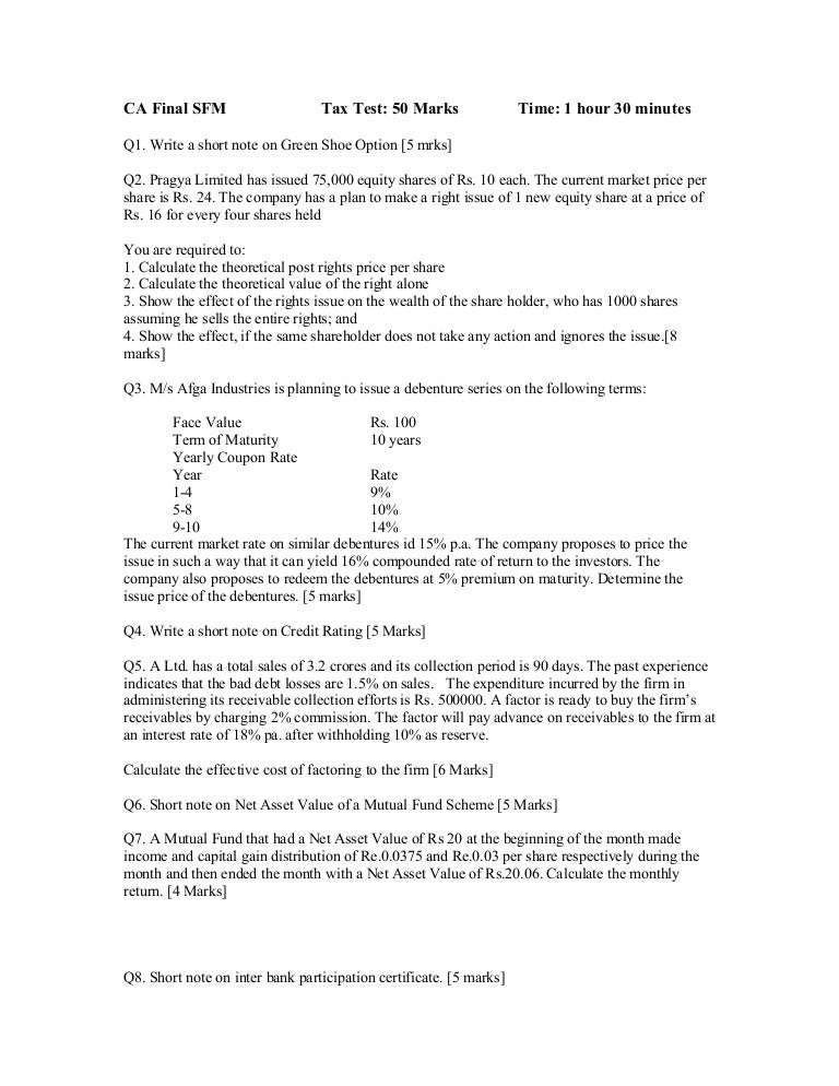 Ca final sfm forex notes