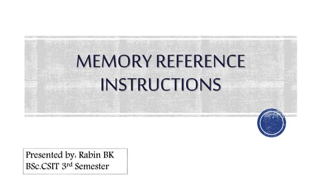 Memory Reference Instructions
