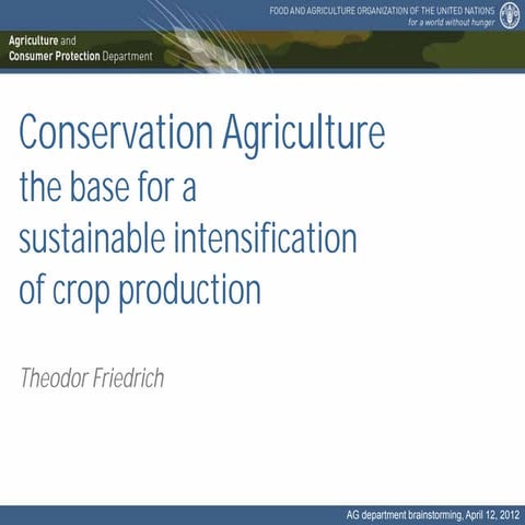 Conservation Agriculture the base for a sustainable intensification of crop p...