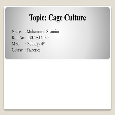 Cage culture