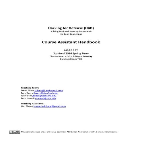 Course Assistant handbook Hacking for Defense rev 1
