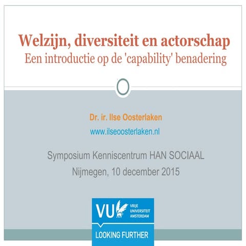 Welzijn, diversiteit & actorschap; Een introductie op de 'capability' benadering