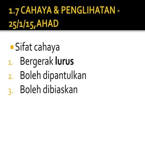 Cahaya dan penglihatan