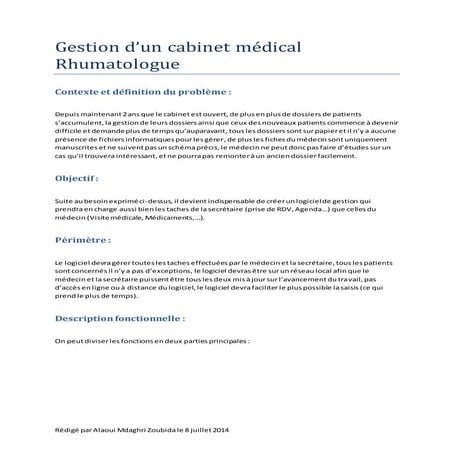 Cahier des charges RHUMATO | DOCX
