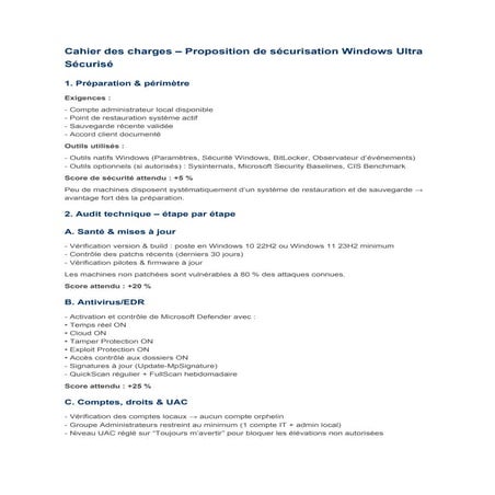 Cahier des charges –  Windows Ultra-Sécurisé (WSUS-01)